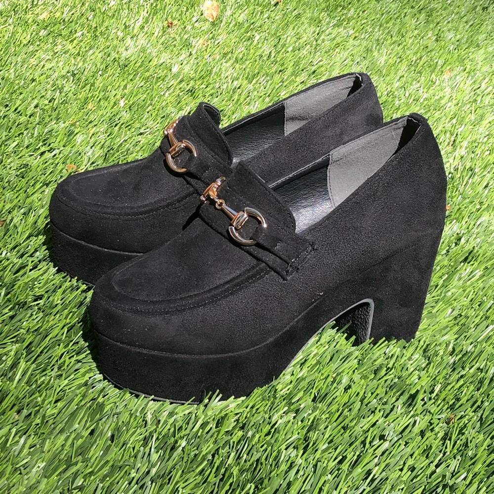 High heel platform loafers